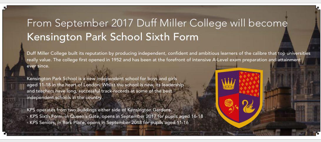 کالج DUFF MILLER به کالج Kensington Park School  تبدیل خواهد شد.